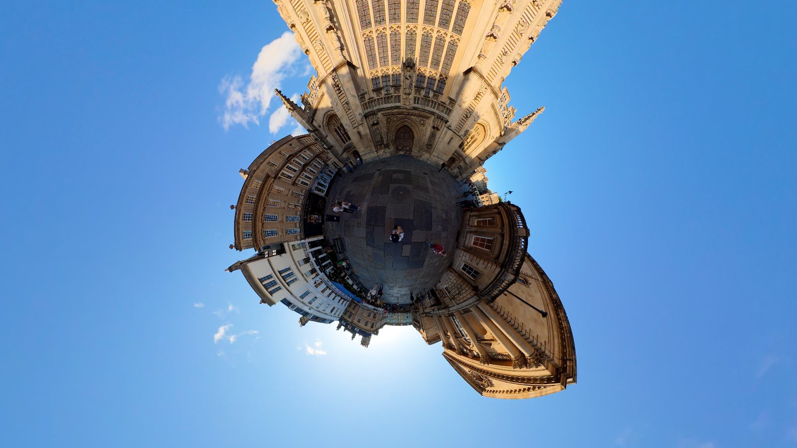 Bath Abbey reframed with the Tiny Planet preset.